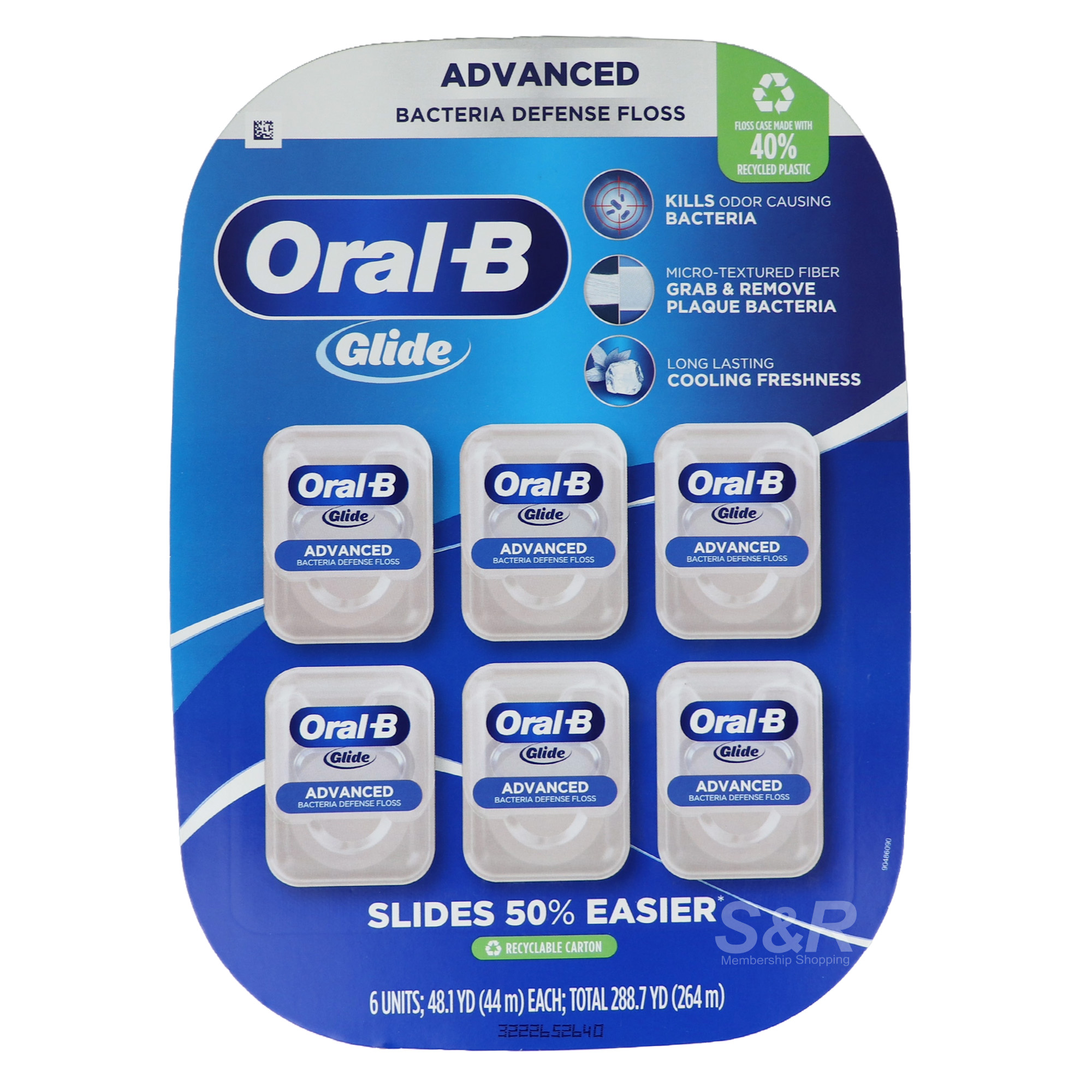 Oral-B Glide Advanced Bacteria Defense Floss 6 44mm Units
